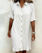 Comfortable Denim Dress with Flattering Ruching